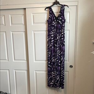 Purple and Black Patterned Maxi Dress